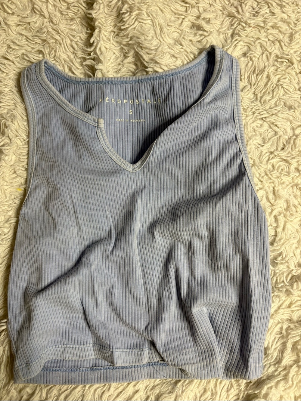 Aeropostale Light Blue Ribbed V-Neck Tank Top